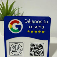 Cartel de reseñas Google con NFC y QR — Personalizado con el nombre de tu negocio
