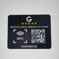 Placa de reseñas Google con NFC y QR, vista frontal