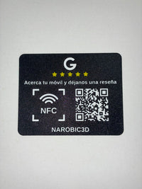 Placa de reseñas Google con NFC y QR, vista frontal